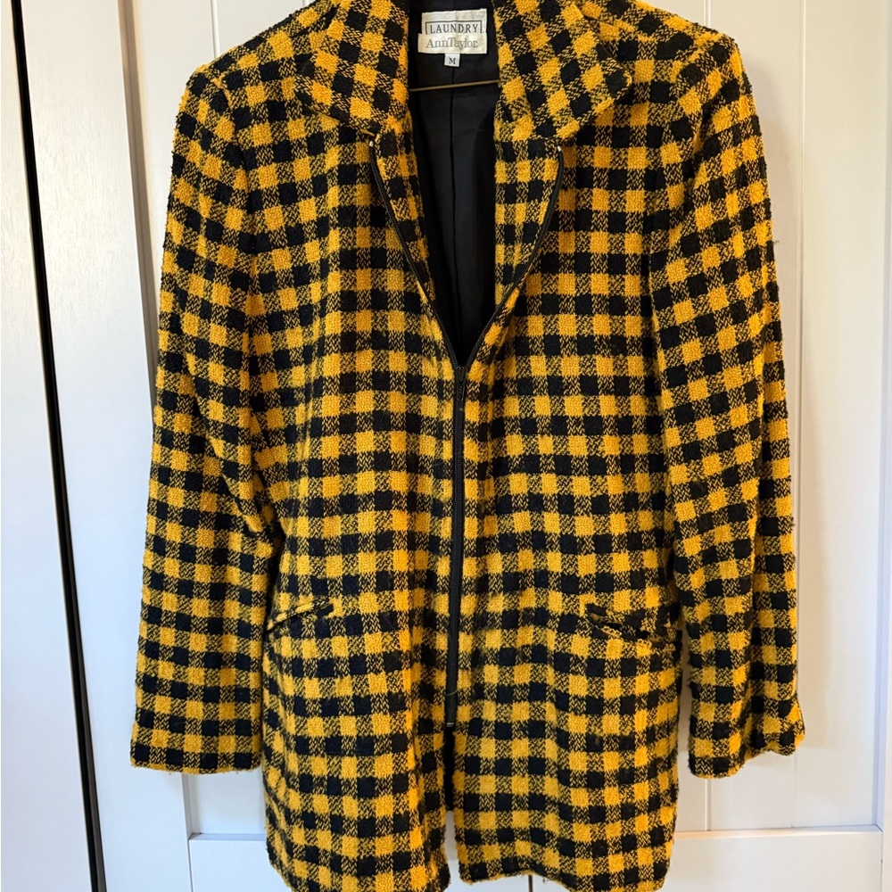 Laundry by Shelli Segal Yellow and Black Checkered Jacket with Skirt